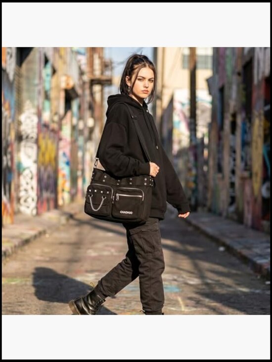 Makukke Y2K Tote Bag for Women Canvas Shoulder Bag Djibouti  Y2K Tote Bag Canvas Shoulder Bag Gothic Skull Handbag for Work Travel